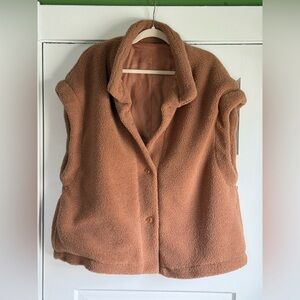 Women's Camel Brown Teddy Vest